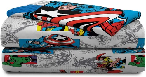 Miniatura 7 de Jay Franco Marvel Comics Avengers Good Guys - Juego de ropa de cama individual de 4 piezas, color azul