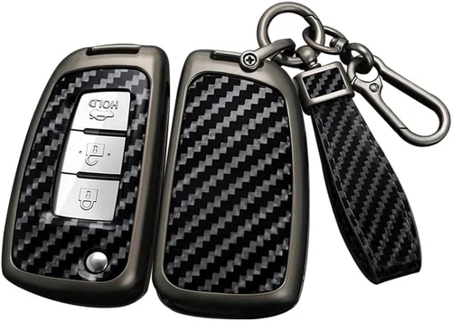 ontto Funda de llavero para Nissan Flip Key Remote Metal con llavero apto para Nissan Rogue, Negro -
