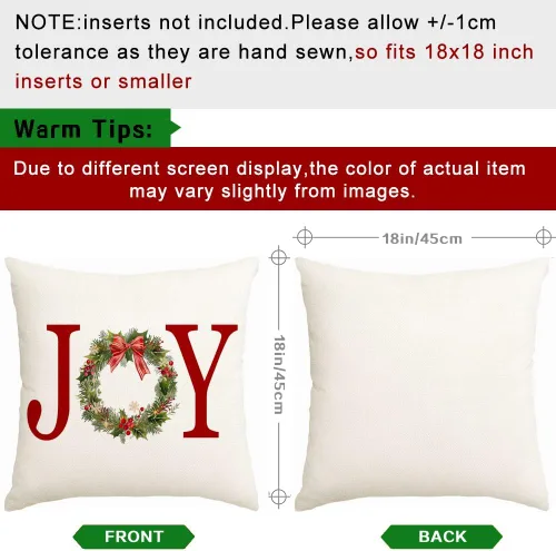 Miniatura 4 de RABUSOFA Fundas de Almohada de Navidad 18x18, Fundas de Almohada para Decoraciones Navideñas al Aire Libre, Fundas de Almohada Decorativas