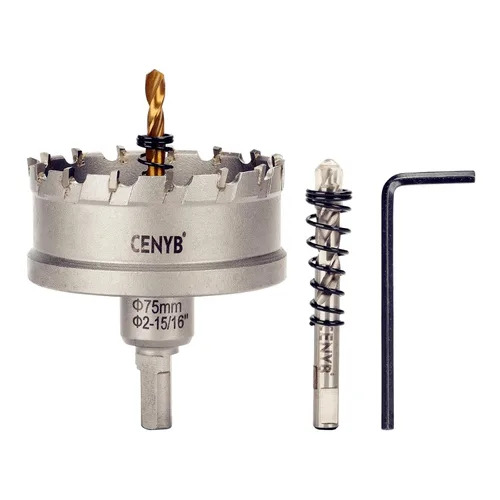 Miniatura 49 de 10 piezas (16-54 mm) Kit de sierra perforadora de carburo TCT para metales duros. Incluye 2 brocas de titanio, 1 broca piloto escalonada y 2 llaves