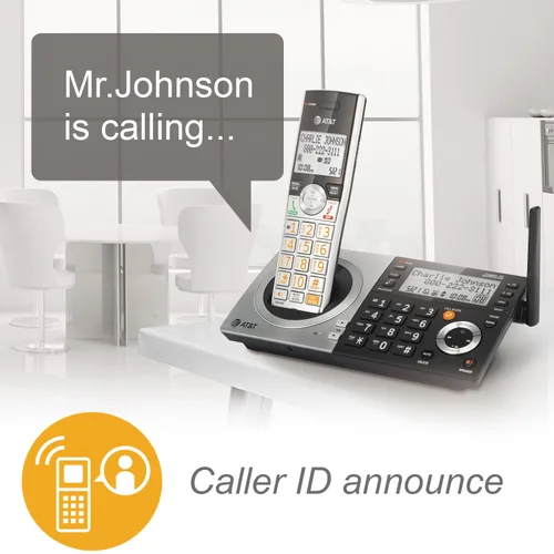 Miniatura 4 de AT&T CL83507 DECT 6.0 - Teléfono inalámbrico de 5 auriculares para el hogar con base de teclado dual, contestadora, bloqueo de llamadas, Base