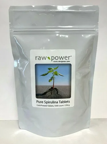 Tabletas de espirulina, 1000 unidades, 250 mg cada uno, (8.8 onzas) 100% puras, crudas, orgánicas, prensadas en frío