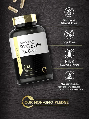Miniatura 4 de Carlyle - Corteza de Pygeum africanum,1500 mg, 200 cápsulas, extracto de alta potencia que apoya la salud de la próstata, suplemento sin gluten ni