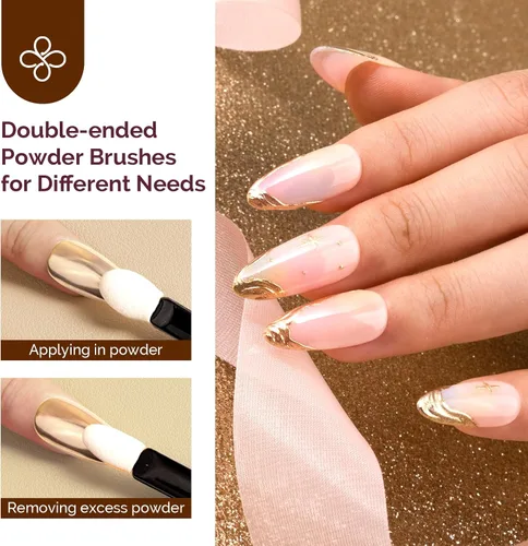 Miniatura 5 de MelodySusie Polvo para Uñas Oro Champán con Efecto Cromo para Uñas de Gel, Pigmento Metálico con Efecto Espejo, Purpurina Fina Elegante
