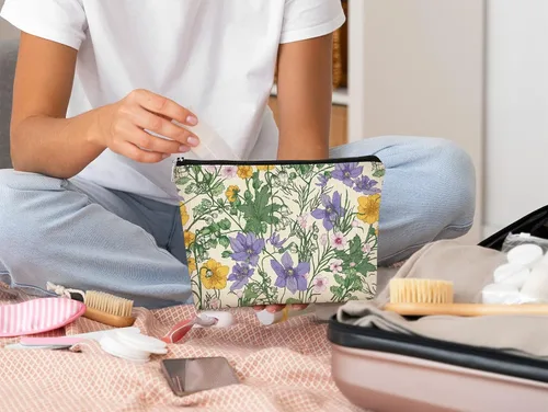 Miniatura 4 de Bolsa de maquillaje floral, bolsa de cosméticos de flores, bolsa de maquillaje estética, bolsa de maquillaje pequeña, bolsa de maquillaje para Flor 1