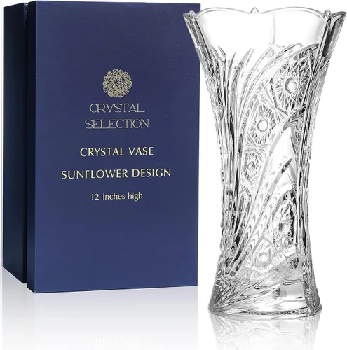 Miniatura 14 de CS - Jarrón de cristal de 12 pulgadas de alto, diseño de col, para flores y decoración. Bonita pieza brillante. Perfecto como regalo, adecuado