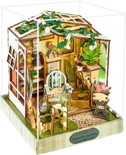 Miniatura 11 de Kit de rincón de libros, kit de casa en miniatura con LED, rompecabezas de madera 3D para adultos, kit de construcción de casa de muñecas, kit