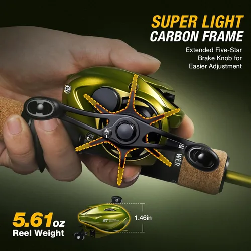 Miniatura 7 de Ghosthorn Caña de pescar y carrete Combo de caña de pescar de doble punta Baitcasting Combo Ultra Light Caña de 2 piezas con mango de corcho natural