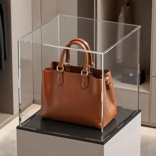 Miniatura 15 de Vitrina de acrílico con base negra, caja de exhibición de acrílico transparente de autoensamblaje con tapa, 6 pulgadas (largo y ancho) x 7.8 Negro