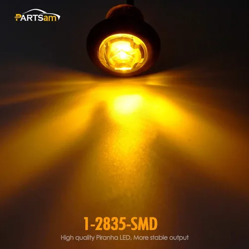 Miniatura 4 de Partsam 20 luces LED ámbar de 3/4 pulgadas con enchufe, mini indicadores redondos sellados de 3/4 pulgadas, luces de parrilla para camión, remolque