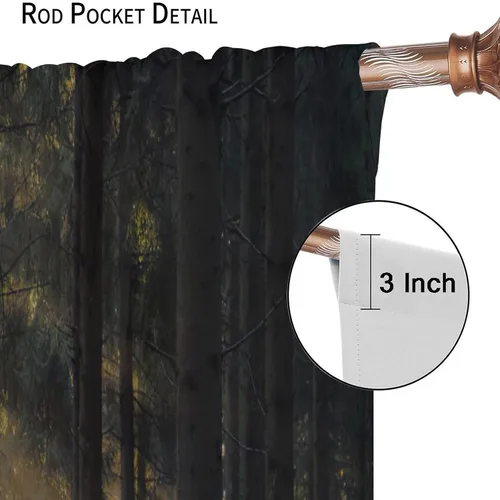 Miniatura 6 de Cortinas de bosque, árboles altos rectos, encantadores paisajes con temática de la naturaleza, cortinas opacas decorativas, para dormitorio, sala