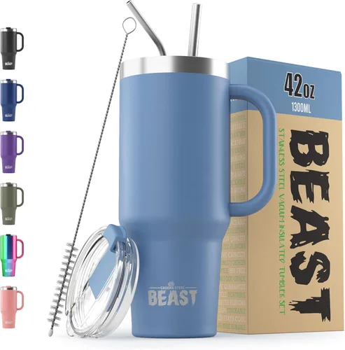 Miniatura 40 de Beast Vaso Térmico de 30 oz de Acero Inoxidable con Aislamiento al Vacío para Café y Hielo de Doble Pared Termo de Viaje (Rojo Arándano)