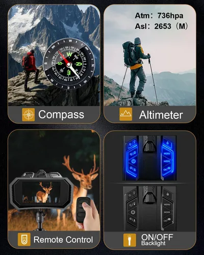 Miniatura 6 de Gafas de visión nocturna 4K con telémetro, binoculares de visión nocturna con zoom de 16X, pantalla LCD de 4 pulgadas con infrarrojos, batería