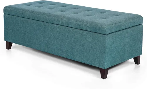 Miniatura 9 de Joveco Banco otomano de almacenamiento, banco de entrada copetudo con botones con remache, reposapiés para sala de estar y dormitorio (beige oscuro)