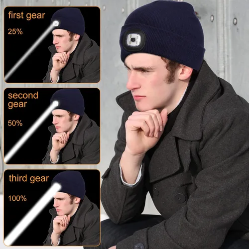 Miniatura 5 de 18 piezas unisex gorro con luz USB recargable LED sombrero linterna linterna para hombres, papá, padre, marido