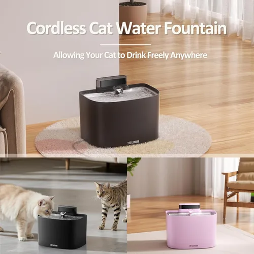 Miniatura 8 de PET LAYSON - Fuente de agua para gatos sin bombas, fuentes inalámbricas inteligentes que funcionan con pilas, 3.6L/122 onzas con tecnología Maglev