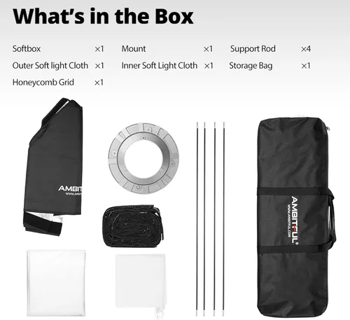 Miniatura 9 de AMBITFUL FW22x90 - Caja de luz rectangular de 8.7 x 35.4 in/9 x 35 pulgadas con rejilla de nido de abeja, caja de luz rectangular para flash