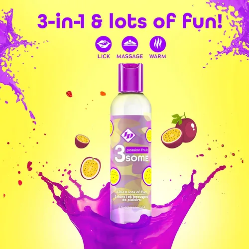 Miniatura 4 de ID Lubricants 3some - Masaje sensual con sabor a maracuyá, delicia oral y diversión cálida para el placer de las parejas, lubricante de masaje
