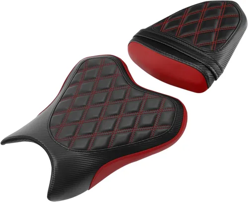 TCT-MOTORPARTS Fundas de asiento delantero y trasero de motocicleta para Yamaha YZFR6 YZF R6 YZF-R6 2006-2007 (negro y rojo #1)