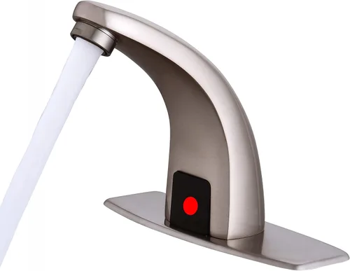 Grifo automático de baño sin contacto, sensor de movimiento activado manos libres cepillo mezclador sensor de níquel con placa de cubierta..