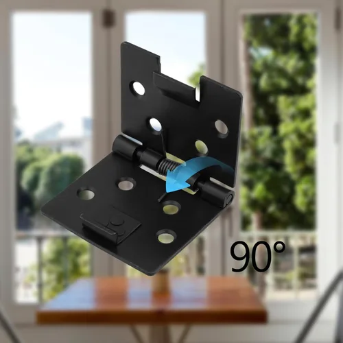 Miniatura 5 de Bisagra de resorte de apertura automática cuadrada negra de 90 grados pequeña de 2 pulgadas de longitud, con tornillos, bisagra de resorte de metal