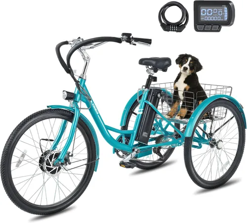 Miniatura 12 de VIRIBUS Triciclo eléctrico para adultos, triciclo eléctrico de 24 26 pulgadas con batería extraíble de 468 Wh, 250 W/350 W (pico 500 W) bicicletas
