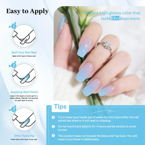 Miniatura 5 de OpenLive 16.5ml Gel Jelly Baby Blue Esmalte de uñas de gran volumen de secado rápido, brillo de larga duración, arte de uñas para uñas de manos