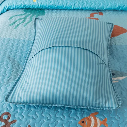Miniatura 3 de Soul & Lane Juego de Edredón Oceánico – Queen y 2 Fundas, Ropa de Cama Acolchada Ligera del Mar para Niños, Edredón Náutico Costero con Diseño