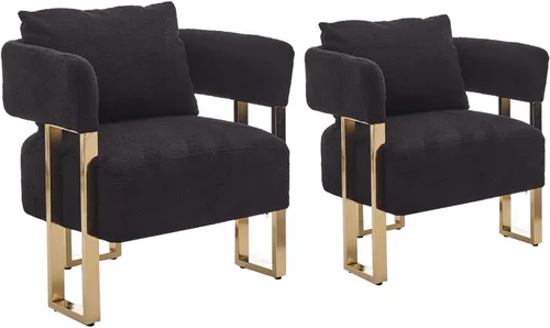 Miniatura 19 de YISHENG Silla decorativa con respaldo ajustable de 6 ángulos (90° –180°), silla de sala de estar de tela de felpilla, silla de salón tapizada, silla