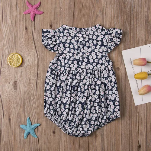 Miniatura 3 de Ropa de verano para bebé niña, sin mangas, de algodón y lino, con diadema, Azul real Uno