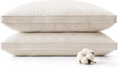 Miniatura 10 de puredown Almohadas de plumas de ganso y plumón, almohadas de lujo premium con funda 100% algodón, paquete de 2, tamaño estándar, 20 x 26 pulgadas