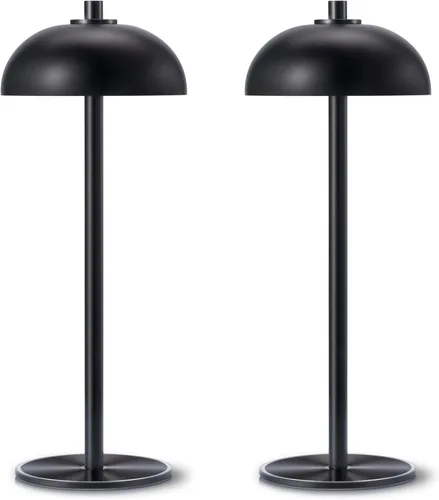Paquete de 2 lámparas de mesa inalámbricas recargables – Lámpara de mesa con batería de 5000 mAh, luz de mesa LED de atenuación continua de 3 Negro-2