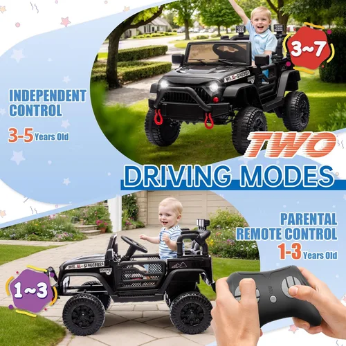Miniatura 2 de Jeep para niños de 24V, juguetes con motor de 400W, con control remoto para padres, autos eléctricos para niños con suspensión de 4 ruedas, Negro