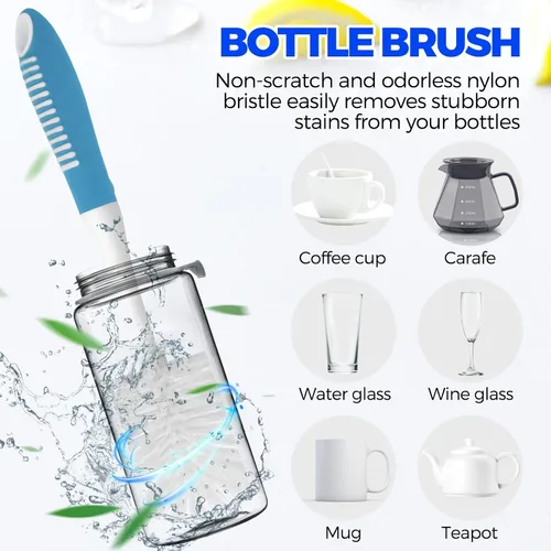 Miniatura 4 de Holikme Juego de 6 cepillos de platos con cepillo para botellas, cepillo para fregar platos, cepillo para sartén y 3 cepillos para pajitas, cepillo