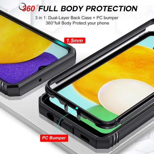 Miniatura 6 de LeYi Funda compatible con Samsung Galaxy A03s: funda para teléfono Samsung A03s con protector de pantalla [2 paquetes], funda deslizante para cámara