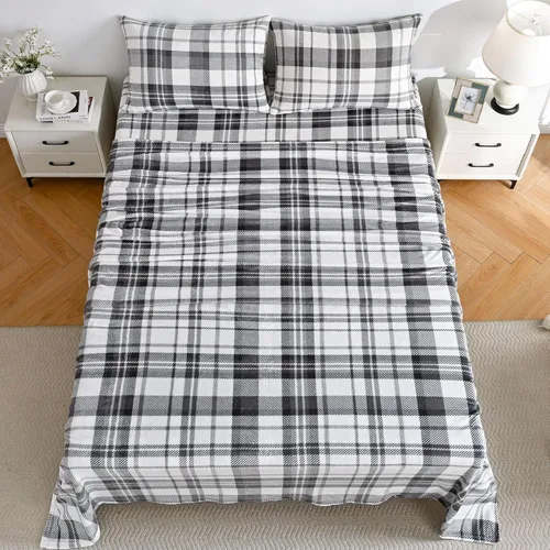 Miniatura 23 de Viviland Juego de sábanas de microforro polar tamaño matrimonial, sábanas ajustadas tipo franela para Navidad con bolsillo de 15" de profundidad