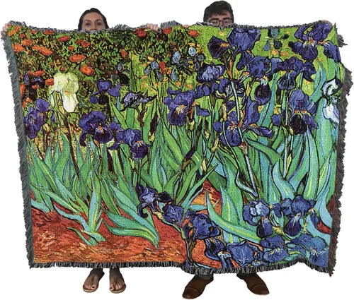 Pure Country Weavers Manta de lirios de Vincent Van Gogh – Tapiz de regalo de arte fino tejido de algodón – Hecho en los Estados Unidos (72 x 54