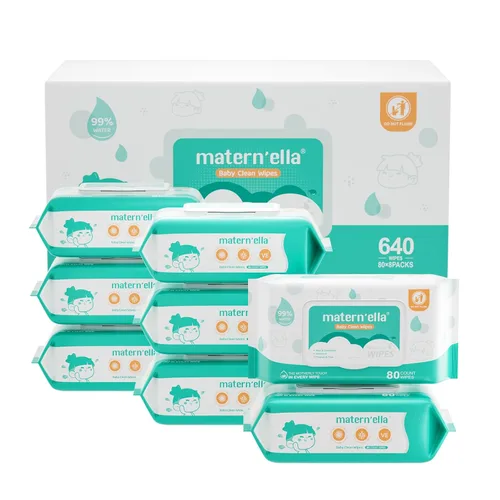 Miniatura 8 de MATERN'ELLA Toallitas para bebés, toallitas para pañales para pieles sensibles, 99% a base de agua, hipoalergénicas, sin perfume y sin alcohol, 3