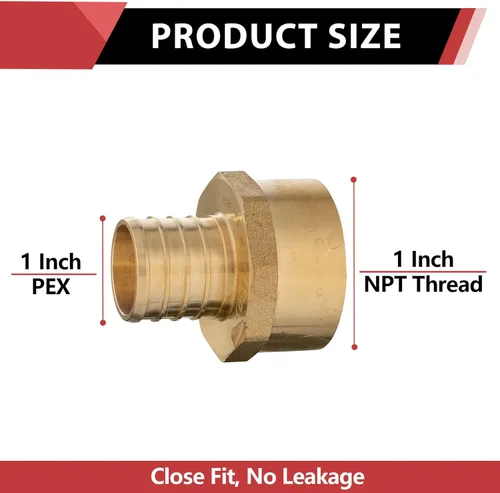 Miniatura 2 de EFIELD Barb Crimp Pex - Adaptador NPT hembra de 1 pulgada x 1 pulgada, adaptador NPT de latón, ASTM F1807, (PEX1807335), (PEX1807335)