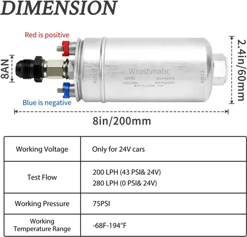 Miniatura 3 de Universal eléctrico en línea externo del flujo 24V de la bomba de combustible 300Lph alto 0580254044