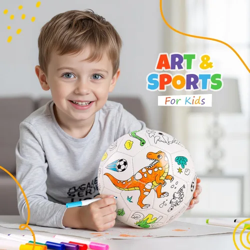 Miniatura 2 de Pinte su propio balón de fútbol con marcadores, kits de manualidades para niños pequeños, regalos de fútbol para niños y niñas, tamaño 3, juguetes