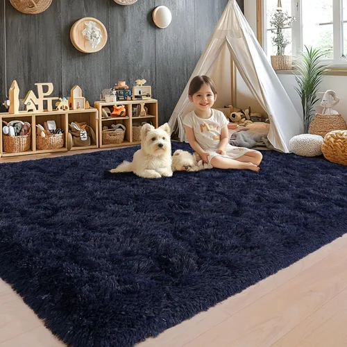 Miniatura 35 de Alfombras de área de 8x10 para sala de estar, alfombra shaggy grande ultra suave y esponjosa para dormitorio, alfombras de felpa mullida Blanco crema
