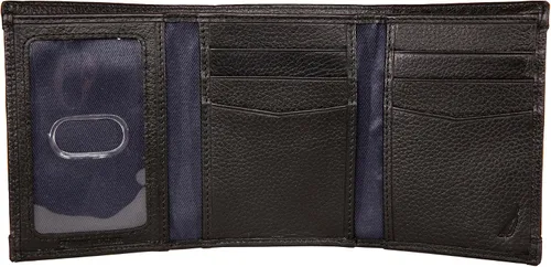 Miniatura 31 de Nautica Men's Trifold Wallet RFID Blocking Protection ID Window Card Slots Genuine Leather Durable