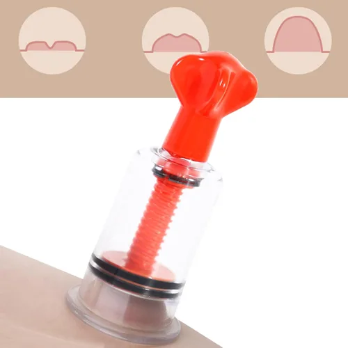 Miniatura 4 de Jesakmie 4 ventosas de pezón de 2 tamaños para pezones planos o invertidos, ventosa portátil de bomba de pezón rojo y negro, succión invertida