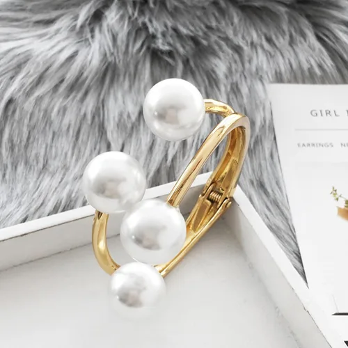 Miniatura 4 de Long tiantian Brazalete de perlas doradas para mujer, pulsera asimétrica para muñeca, simple y a la moda, regalo para niñas