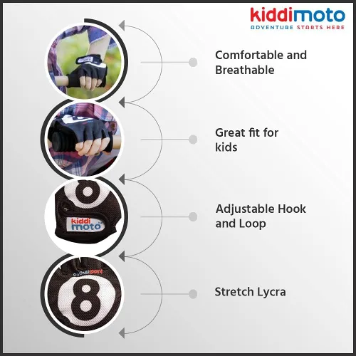 Miniatura 2 de Kiddimoto Kids Half Finger Cycling Gloves Non-Slip Kids Bike Gloves for Boys, Girls, Toddler Fingerless Gloves Kids Mountain Bike Gloves for BMX