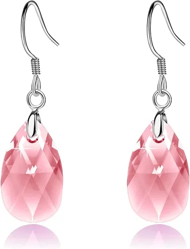 Miniatura 38 de Aretes colgantes de cristal austriaco con forma de lágrima para mujer, joyería hipoalergénica de plata de ley 925