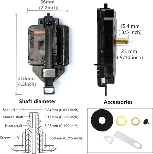 Miniatura 2 de Original Youngtown #12888D2C, kits de accesorios de movimiento para reloj tipo péndulo, de cuarzo, ancho de dial máximo: 1/2 pulgada, largo total