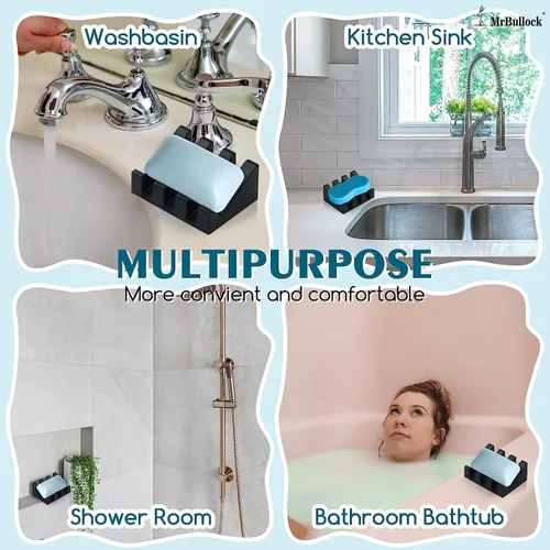 Miniatura 5 de Jabonera de silicona para jabón en barra, soporte para jabón para ducha y baño, bandeja autodrenante en cascada para secado, mantiene las pastillas