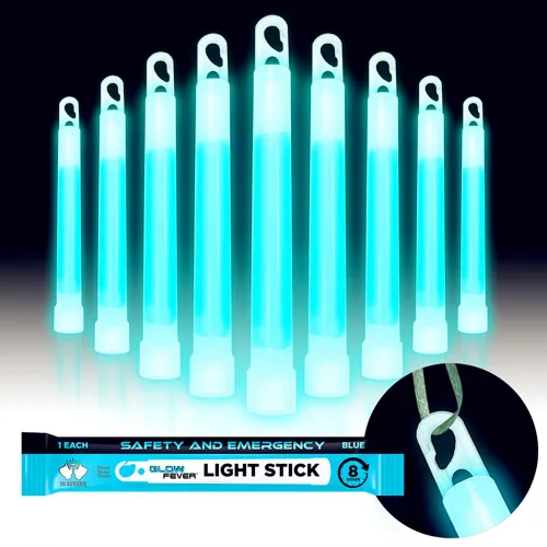 Glow Fever Varillas luminosas de grado militar de seguridad de emergencia; 10 barras de brillo ultra brillantes de 6 pulgadas con 8 horas de